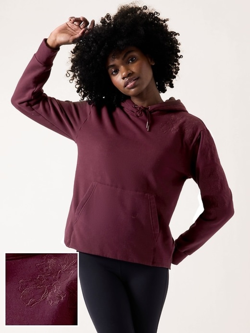 Athleta Retroplush Embroidered Hoodie Sweatshirt - Size Large